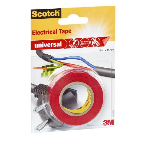 3M SCOTCH ELECTRICAL TAPE NASTRO ISOLANTE IN PVC 15MMx10M COLORE ROSSO